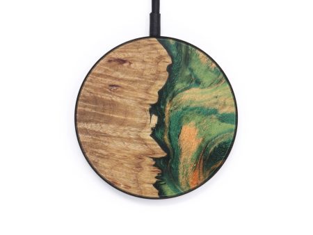 Circle Burl Wood Wireless Charger - Ariella (Dark Green, 609341) Sale