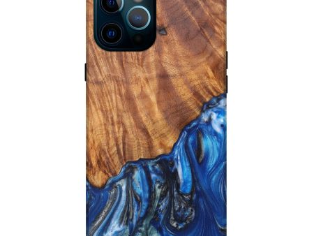 iPhone 12 Pro Max Wood+Resin Live Edge Phone Case - April (Light Blue, 608616) Online