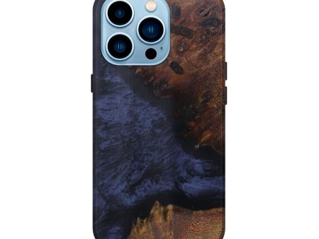 iPhone 14 Pro Wood+Resin Live Edge Phone Case - Alvina (Pure Black, 608620) Cheap