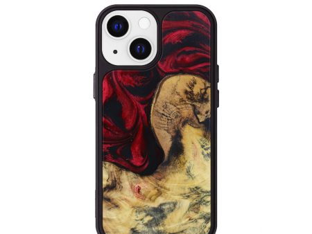 iPhone 13 mini Wood+Resin Phone Case - Ardis (Dark Red, 609494) Fashion