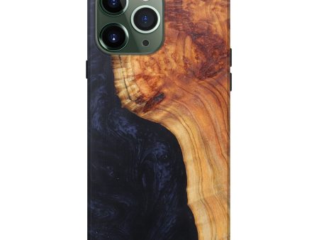 iPhone 13 Pro Max Wood+Resin Live Edge Phone Case - Aziz (Pure Black, 608619) Online Hot Sale