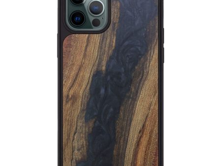 iPhone 12 Pro Max Wood+Resin Phone Case - Ashil (Pure Black, 608672) For Cheap