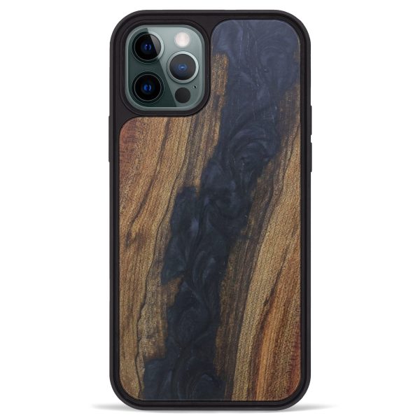 iPhone 12 Pro Max Wood+Resin Phone Case - Ashil (Pure Black, 608672) For Cheap