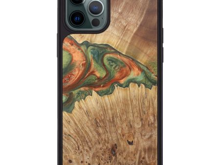 iPhone 12 Pro Max Wood+Resin Phone Case - Aria (Dark Green, 609596) Discount