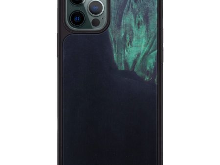 iPhone 12 Pro Max Wood+Resin Phone Case - Henrika (Pure Black, 608705) For Sale