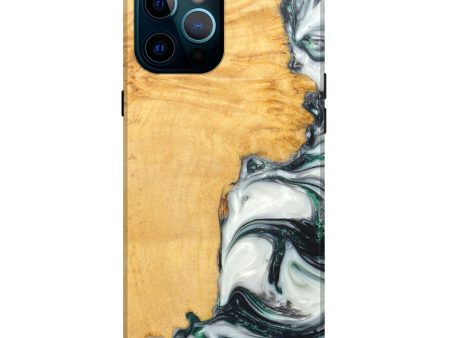 iPhone 12 Pro Max Wood+Resin Live Edge Phone Case - Georgie (Black & White, 607203) Online now