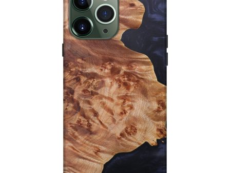 iPhone 13 Pro Max Wood+Resin Live Edge Phone Case - Adrie (Pure Black, 608626) For Discount