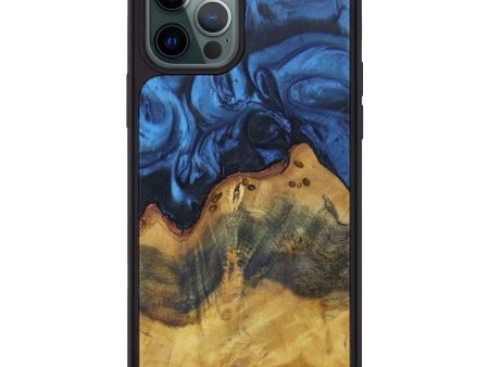 iPhone 12 Pro Max Wood+Resin Phone Case - Elisabet (Dark Blue, 604849) on Sale