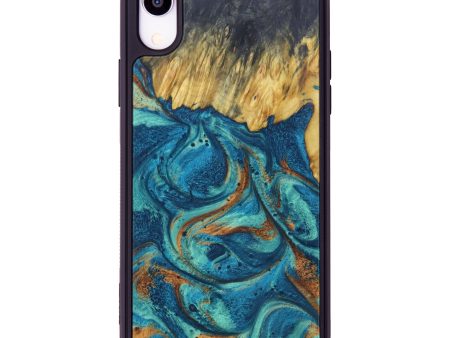 iPhone Xr Wood+Resin Phone Case - Darline (Teal & Gold, 604745) Hot on Sale