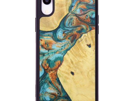 iPhone Xr Wood+Resin Phone Case - Trey (Teal & Gold, 604445) Online Hot Sale