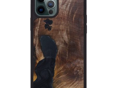 iPhone 12 Pro Max Wood+Resin Phone Case - Tung (Pure Black, 603995) Cheap