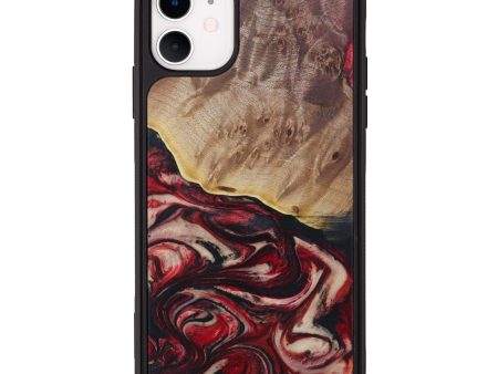 iPhone 11 Wood+Resin Phone Case - Adnan (Dark Red, 603821) Hot on Sale