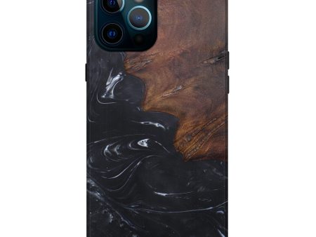 iPhone 12 Pro Max Wood+Resin Live Edge Phone Case - Evania (Black & White, 606480) Discount