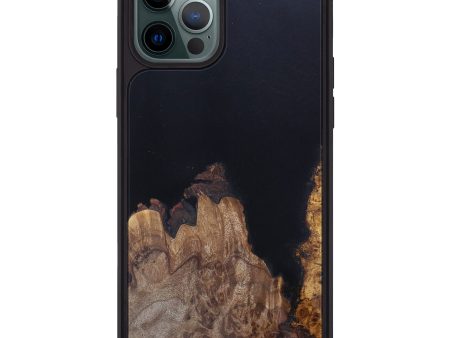 iPhone 12 Pro Max Wood+Resin Phone Case - Kristyn (Pure Black, 604329) For Sale