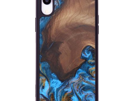 iPhone Xr Wood+Resin Phone Case - Harmonia (Teal & Gold, 604712) Online Sale