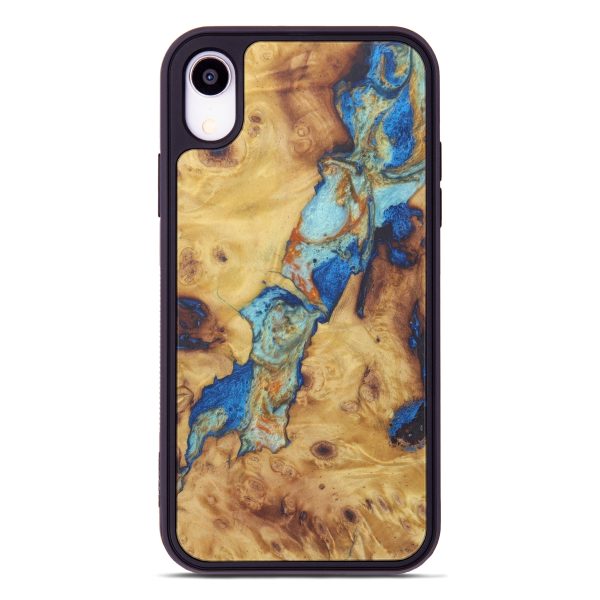 iPhone Xr Wood+Resin Phone Case - Berger (Teal & Gold, 603497) Sale