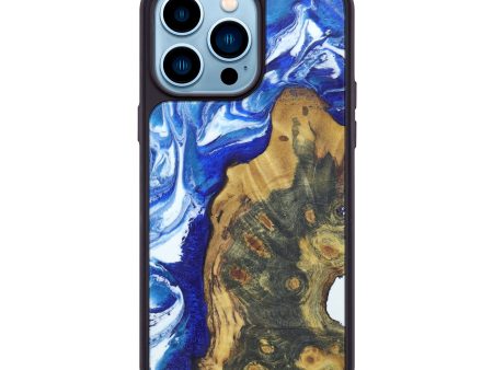 iPhone 14 Pro Max Wood+Resin Phone Case - Delilah (Dark Blue, 603469) For Cheap