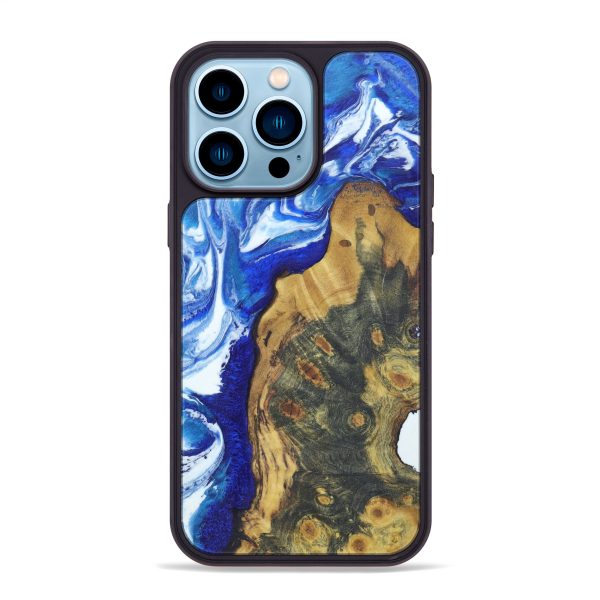 iPhone 14 Pro Max Wood+Resin Phone Case - Delilah (Dark Blue, 603469) For Cheap