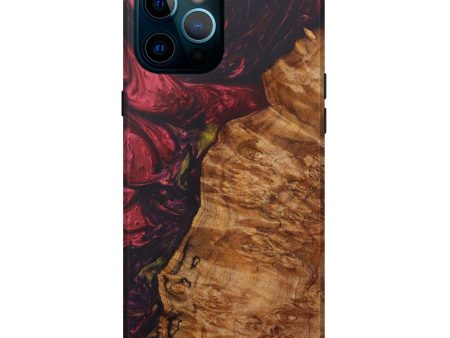 iPhone 12 Pro Max Wood+Resin Live Edge Phone Case - Delinda (Dark Red, 604561) For Sale