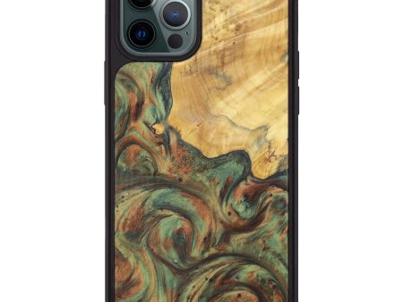 iPhone 12 Pro Max Wood+Resin Phone Case - Oscar (Dark Green, 607972) Supply