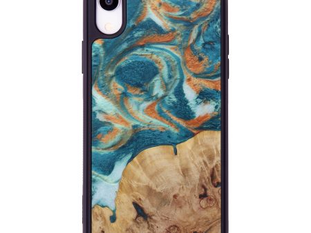 iPhone Xr Wood+Resin Phone Case - Cookie (Teal & Gold, 606273) Supply