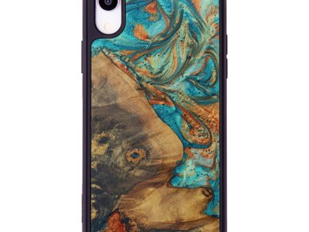 iPhone Xr Wood+Resin Phone Case - Cilka (Teal & Gold, 604737) Online now