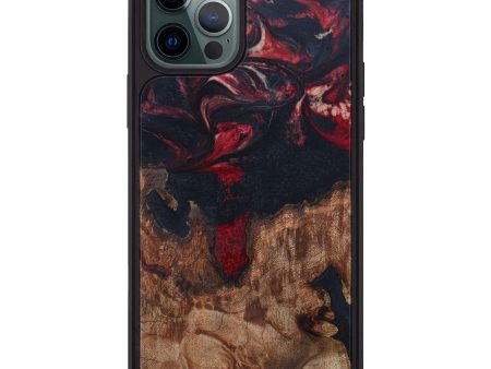 iPhone 12 Pro Max Wood+Resin Phone Case - Irv (Dark Red, 603817) Online Sale