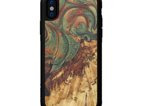 iPhone Xs Wood+Resin Phone Case - Sydel (Dark Green, 608879) Online Hot Sale