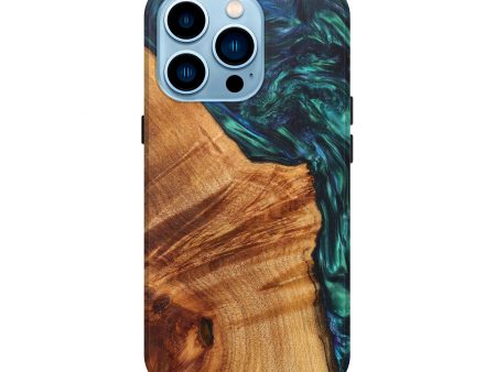 iPhone 14 Pro Wood+Resin Live Edge Phone Case - Adara (Dark Green, 605576) Hot on Sale