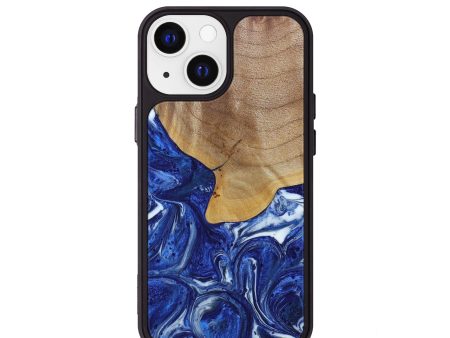 iPhone 13 mini Wood+Resin Phone Case - Belita (Dark Blue, 604972) on Sale