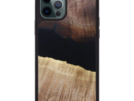 iPhone 12 Pro Max Wood+Resin Phone Case - Corrie (Pure Black, 604314) Online Sale