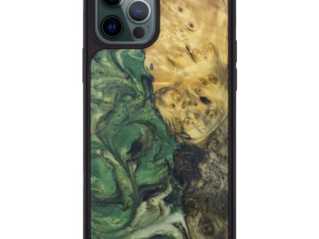 iPhone 12 Pro Max Wood+Resin Phone Case - Gilemette (Dark Green, 603669) Sale