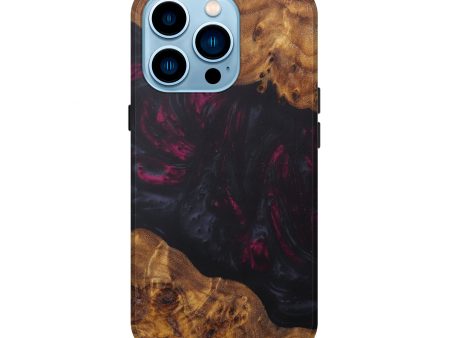 iPhone 14 Pro Wood+Resin Live Edge Phone Case - Atsuo (Pure Black, 604551) Online now