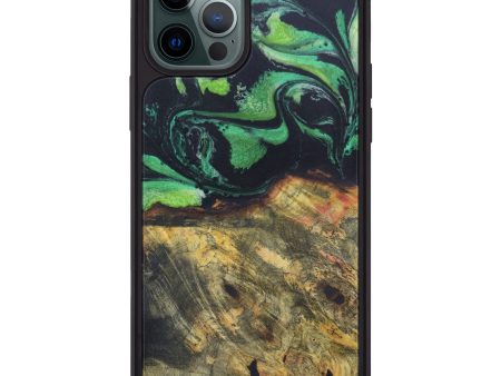 iPhone 12 Pro Max Wood+Resin Phone Case - Tonye (Dark Green, 607998) For Cheap