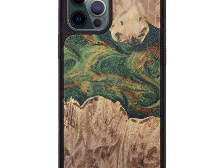 iPhone 12 Pro Max Wood+Resin Phone Case - Skippy (Dark Green, 606315) Discount