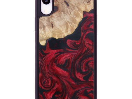 iPhone Xr Wood+Resin Phone Case - Chloette (Dark Red, 606172) Cheap