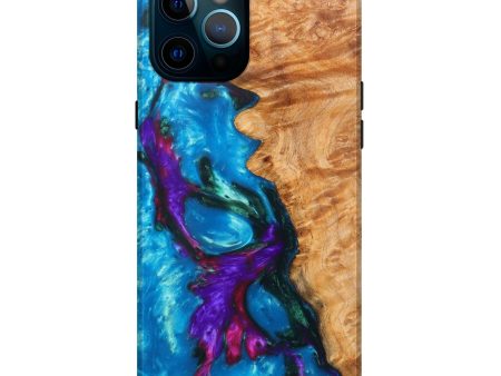 iPhone 12 Pro Max Wood+Resin Live Edge Phone Case - Reagan (Light Blue, 605639) Online Sale