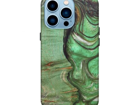 iPhone 14 Pro Wood+Resin Live Edge Phone Case - Adrea (Dark Green, 603740) For Cheap