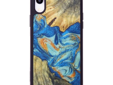 iPhone Xr Wood+Resin Phone Case - Bucklin (Teal & Gold, 603305) Fashion