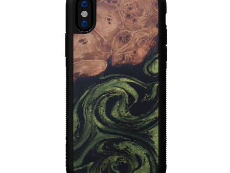 iPhone Xs Wood+Resin Phone Case - Rudolf (Dark Green, 607910) Sale