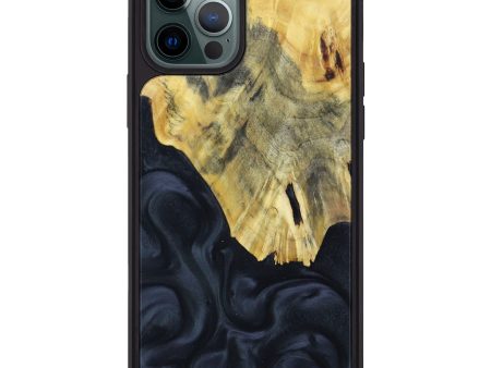 iPhone 12 Pro Max Wood+Resin Phone Case - Jasmin (Pure Black, 603791) Fashion