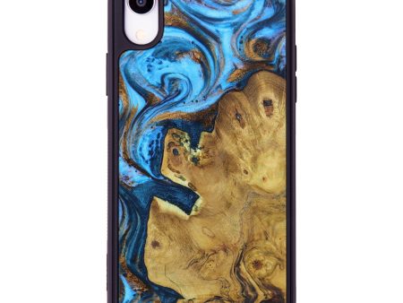 iPhone Xr Wood+Resin Phone Case - Ashien (Teal & Gold, 604732) on Sale