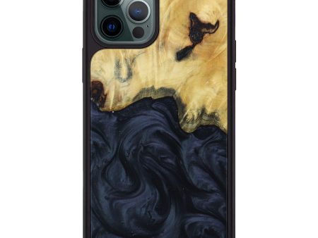 iPhone 12 Pro Max Wood+Resin Phone Case - Felice (Pure Black, 603782) Online Hot Sale