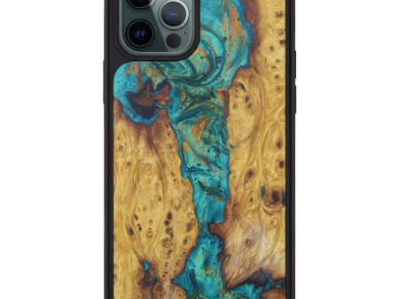 iPhone 12 Pro Max Wood+Resin Phone Case - Shyoko (Teal & Gold, 603299) on Sale