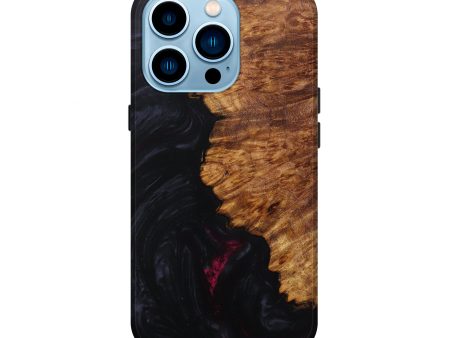 iPhone 14 Pro Wood+Resin Live Edge Phone Case - Inderjit (Pure Black, 604537) Sale