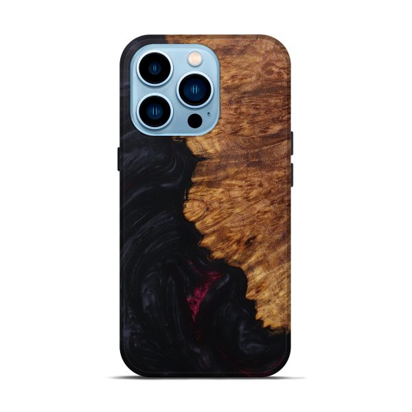 iPhone 14 Pro Wood+Resin Live Edge Phone Case - Inderjit (Pure Black, 604537) Sale