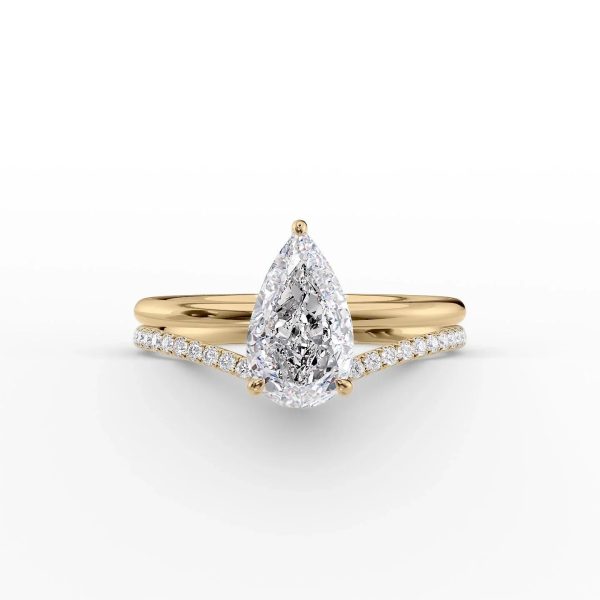 The Low Profile Kamellie Set With A 1.5 Carat Pear Moissanite on Sale